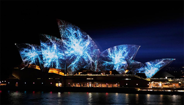 Het Sydney Opera House als lichtshow