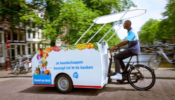 In Amsterdam rijdt Albert Heijn rond met elektrische bakfietsen